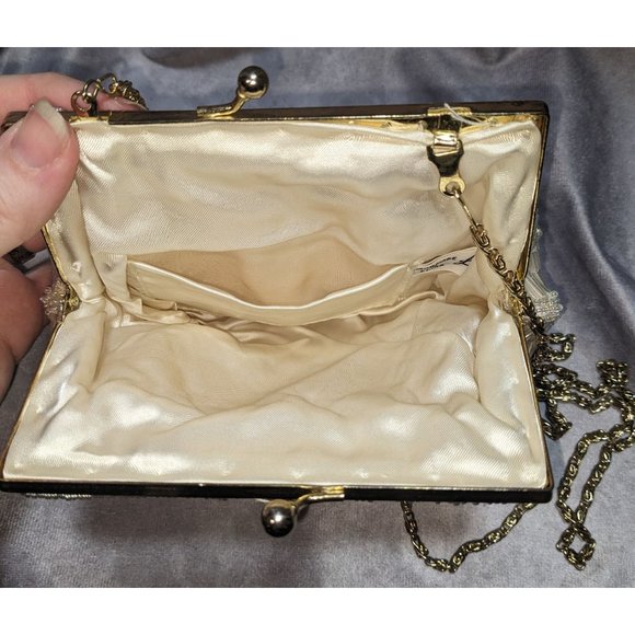 La Regale Vintage Glass Beaded Clam Evening Bag - Picture 3 of 10